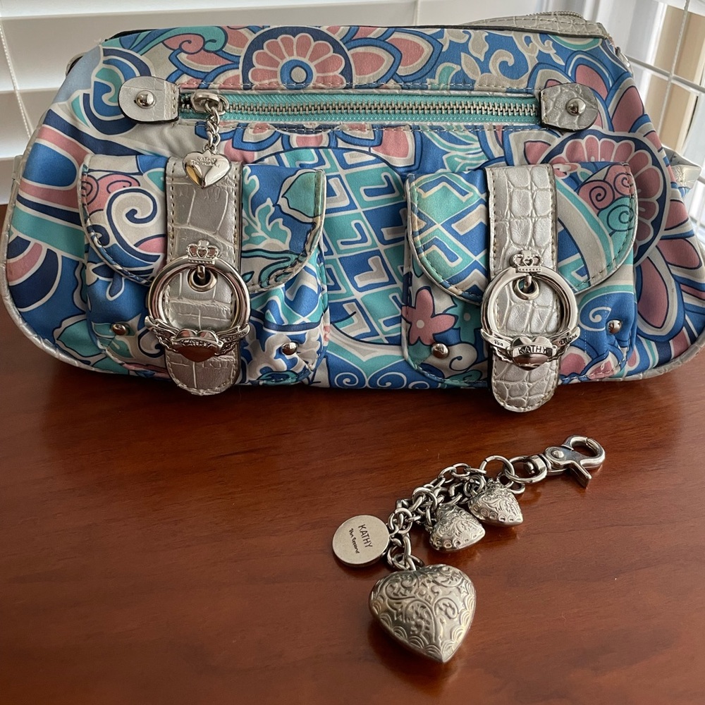 Vintage Kathy Van Zeeland pastel and silver bag